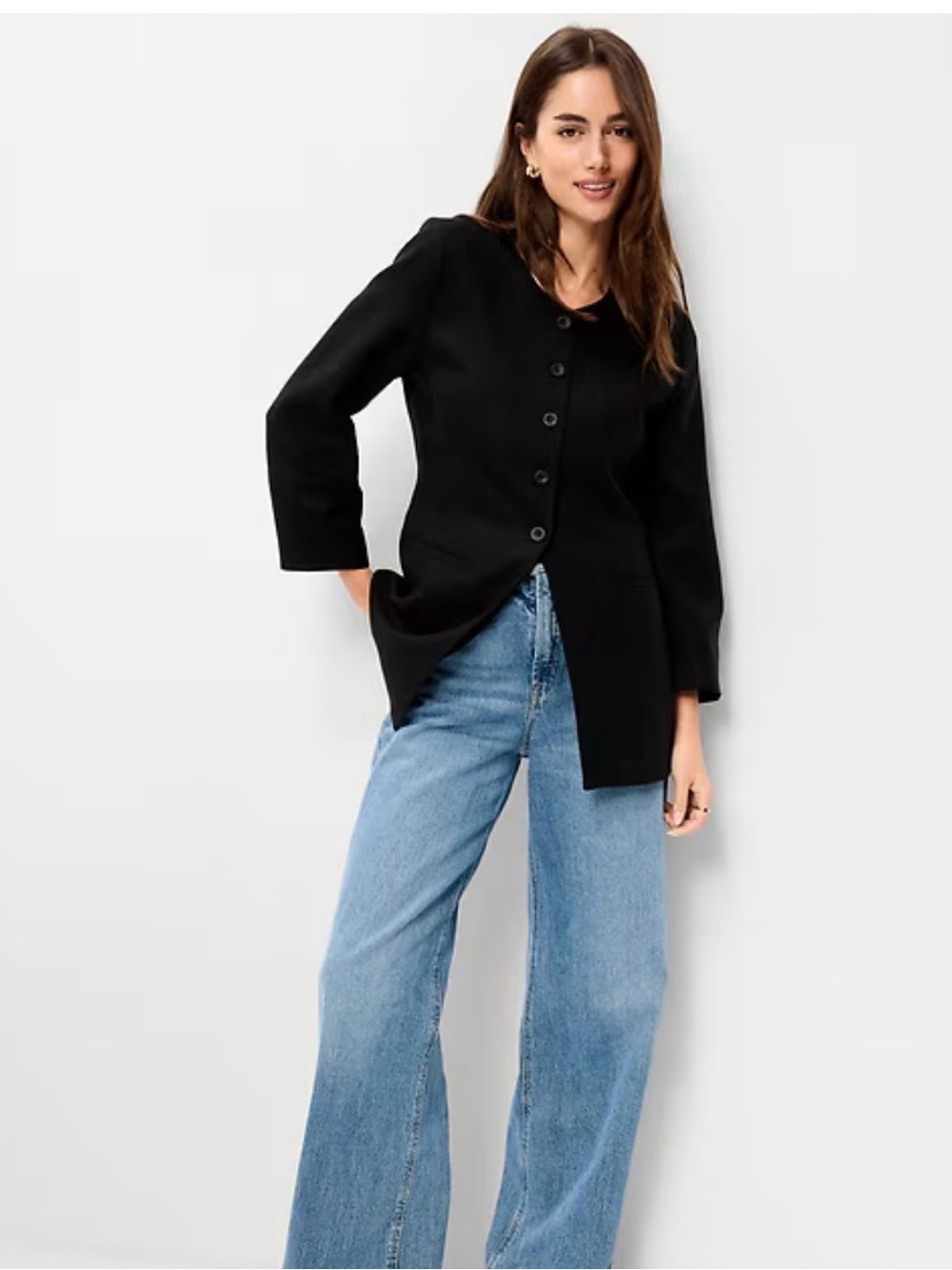 Long fitted Button-Front Women's blazer